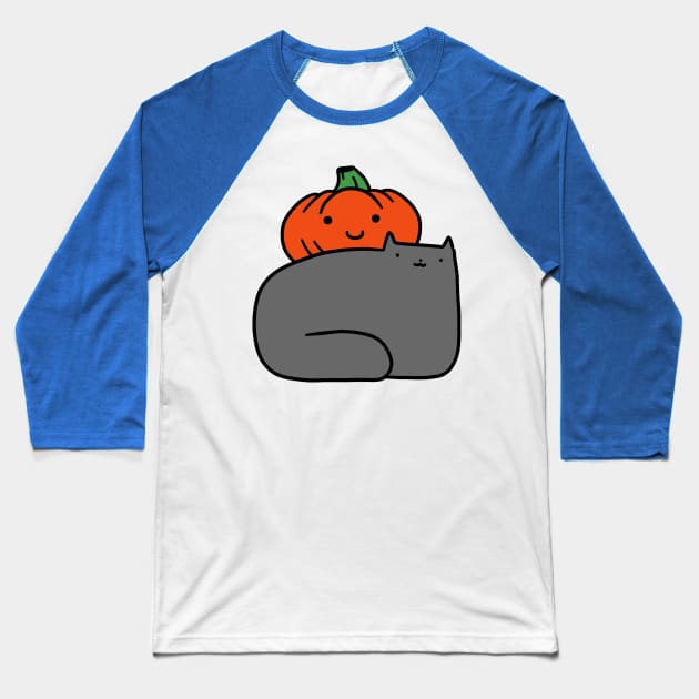 Cat and Pumpkin Baseball T-Shirt by saradaboru